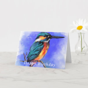 Cartão Happy Birthday - Beautiful Kingfisher Bird -
