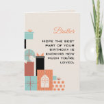 Cartão Happy Birthday Brother Card<br><div class="desc">This happy birthday design is perfect for a dad,  brother,  uncle,  friend,  or boss. Say happy birthday in style with this modern and simple design.</div>