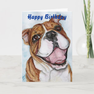Cartão Happy Birthday Bulldog Smile