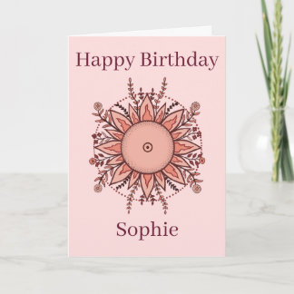 Cartão Happy Birthday Card Floral Sun Pink