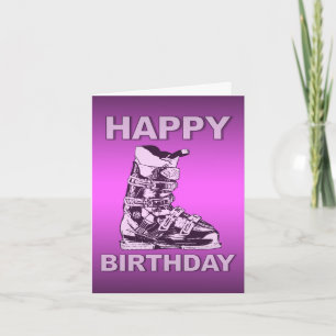 Cartão Happy Birthday Card Ski Boot Pink