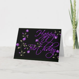 Cartão Happy Birthday Card with purple flowers