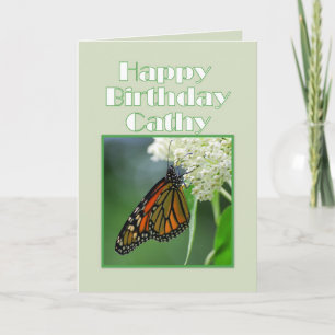 Cartão Happy Birthday Cathy Monarch Butterfly