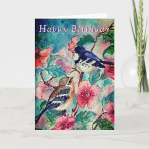 Cartão Happy Birthday - Courtship - Watercolor