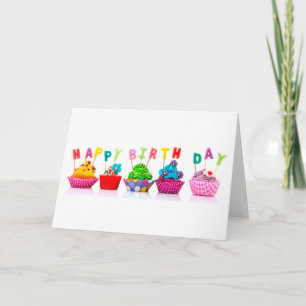 Cartão Happy Birthday Cupcakes