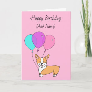 Cartão Happy Birthday Cute Hand Drawn Corgi