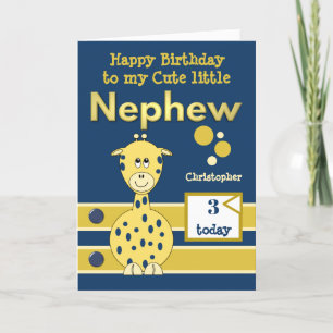 Cartão Happy Birthday cute Nephew any age navy gold