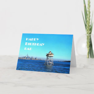 Cartão Happy Birthday Dad Over Ocean Lighthouse Card