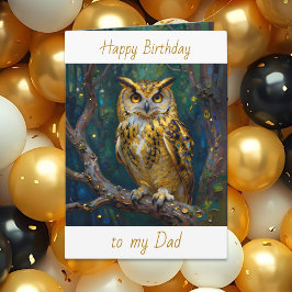 Cartão Happy Birthday Dad | Owl Themed 