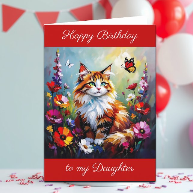 Cartão  Happy Birthday Daughter | Cute Cat   (Criador carregado)