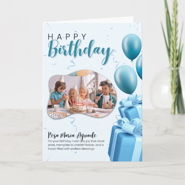 Cartão Happy Birthday Editable Greeting Card | Personaliz (Frente)