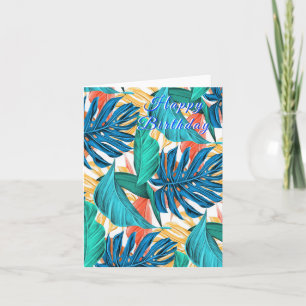 Cartão Happy Birthday - Exotic Tropical Leaves