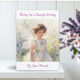 Cartão Happy Birthday Fairy Floral Themed Personalized 