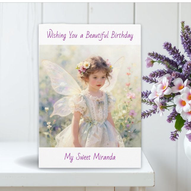 Cartão Happy Birthday Fairy Floral Themed Personalized  (Criador carregado)