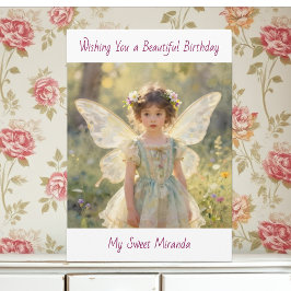 Cartão Happy Birthday Fairy Themed Personalized Girl's 