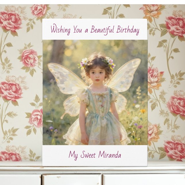 Cartão Happy Birthday Fairy Themed Personalized Girl's  (Criador carregado)