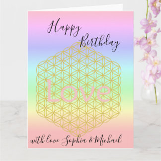 Cartão Happy Birthday flower of life Love Mandala
