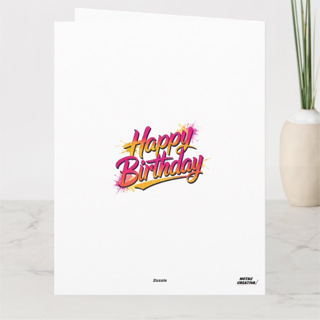 Cartão Happy Birthday Folded Greeting Card (Verso)