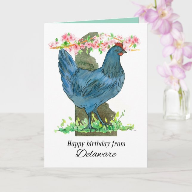 Cartão Happy Birthday from Delaware Blue Hen Chicken (Orquídea)