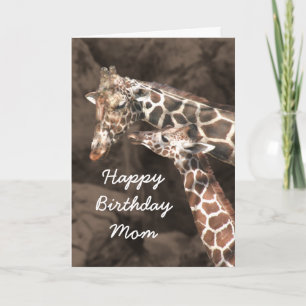 Cartão Happy Birthday Giraffe Mom and Baby Customize