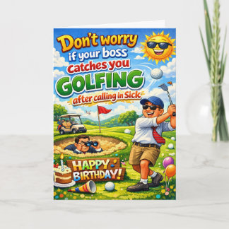 Cartão Happy birthday golfing brother and his boss