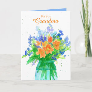 Cartão Happy Birthday Grandma Flower Bouquet