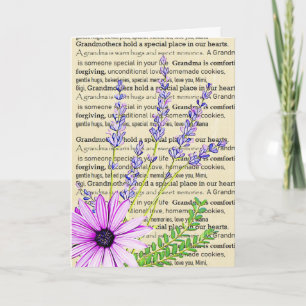 Cartão Happy Birthday Grandma Purple floral Vintage Style
