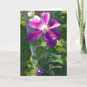 Cartão Happy Birthday Grandma Purple Flower Clematis