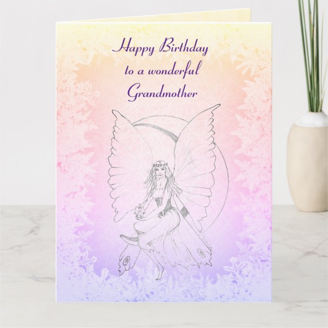 Cartão Happy Birthday Grandmother Fairy design (Frente)