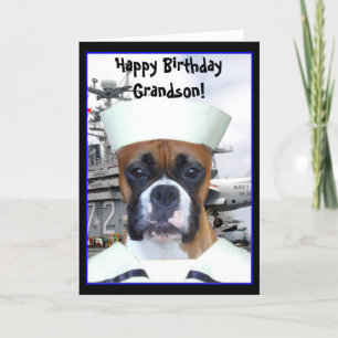 Cartão Happy Birthday Grandson Navy boxer greeting card