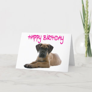 Cartão Happy Birthday Great Dane Puppy Dog Card - Verse
