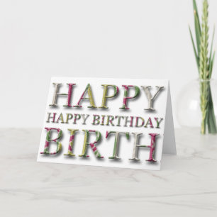 Cartão Happy Birthday Greeting with letters in relief