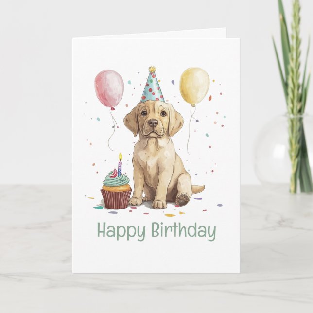 Cartão Happy Birthday Labrador Retriever Dogs (Frente)