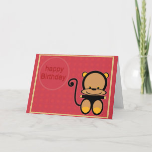 Cartão happy birthday little monkey