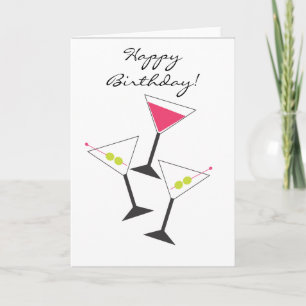 Cartão Happy Birthday Martini Glasses Greeting Card