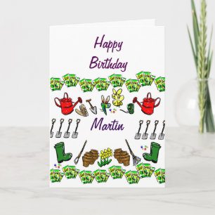 Cartão Happy Birthday (name) gardening greeting card