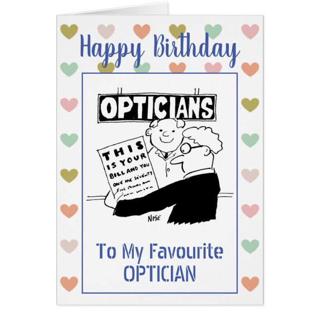 Cartão Happy Birthday Optician (Frente)