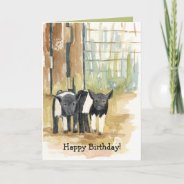 Cartão Happy Birthday Pigs Barnyard Farm Animals