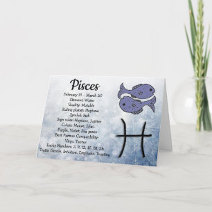 Cartão Happy Birthday Pisces Astrological Sign