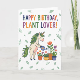 Cartão Happy Birthday Plant Lover Unicorn Watering Flower