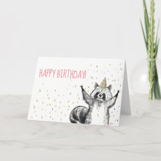 Cartão Happy Birthday Raccoon