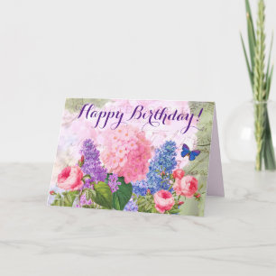 Cartão Happy Birthday Redoute Flowers Greeting Card