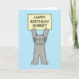 Cartão Happy Birthday Robert Cartoon Cat