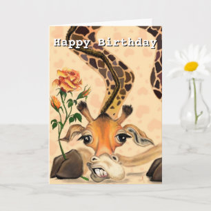 Cartão Happy Birthday - Romantic Giraffe - Funny