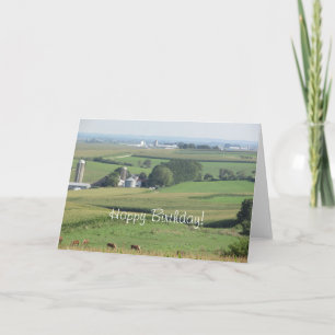 Cartão Happy Birthday Scenic Farm View from the Midwest