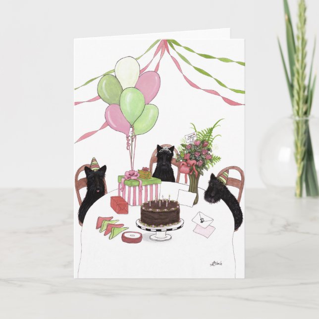 Cartão Happy Birthday Scotties Dogties Card de Bihrle (Frente)