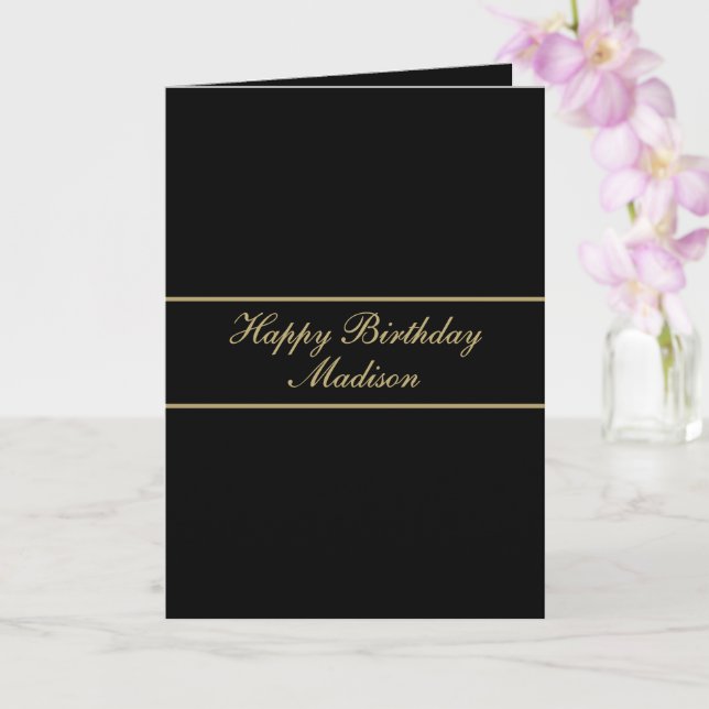 Cartão Happy Birthday Script Name Black Gold (Orquídea)