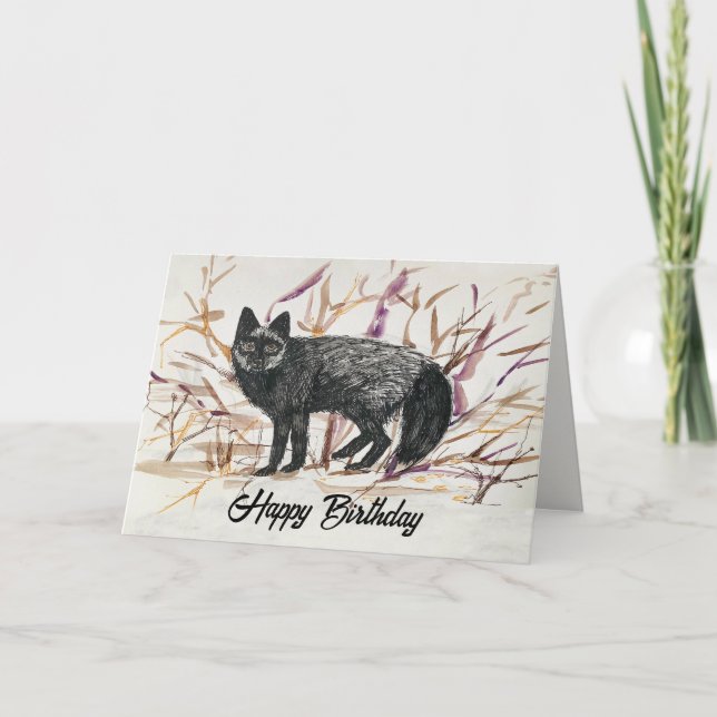 Cartão Happy Birthday Silver Fox Wildlife (Frente)