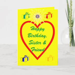 Cartão Happy Birthday, Sister & Friend