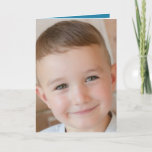 Cartão Happy Birthday special Grandson blue photo<br><div class="desc">Replace the photo on the front.
Add your message inside.
Happy Birthday special Grandson.
Inside designed in blue and white.</div>